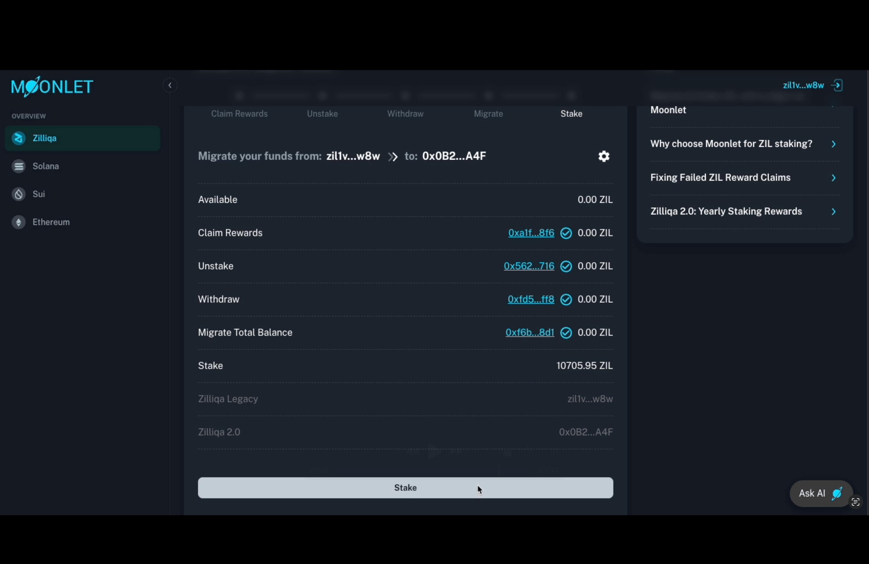Start Staking Process