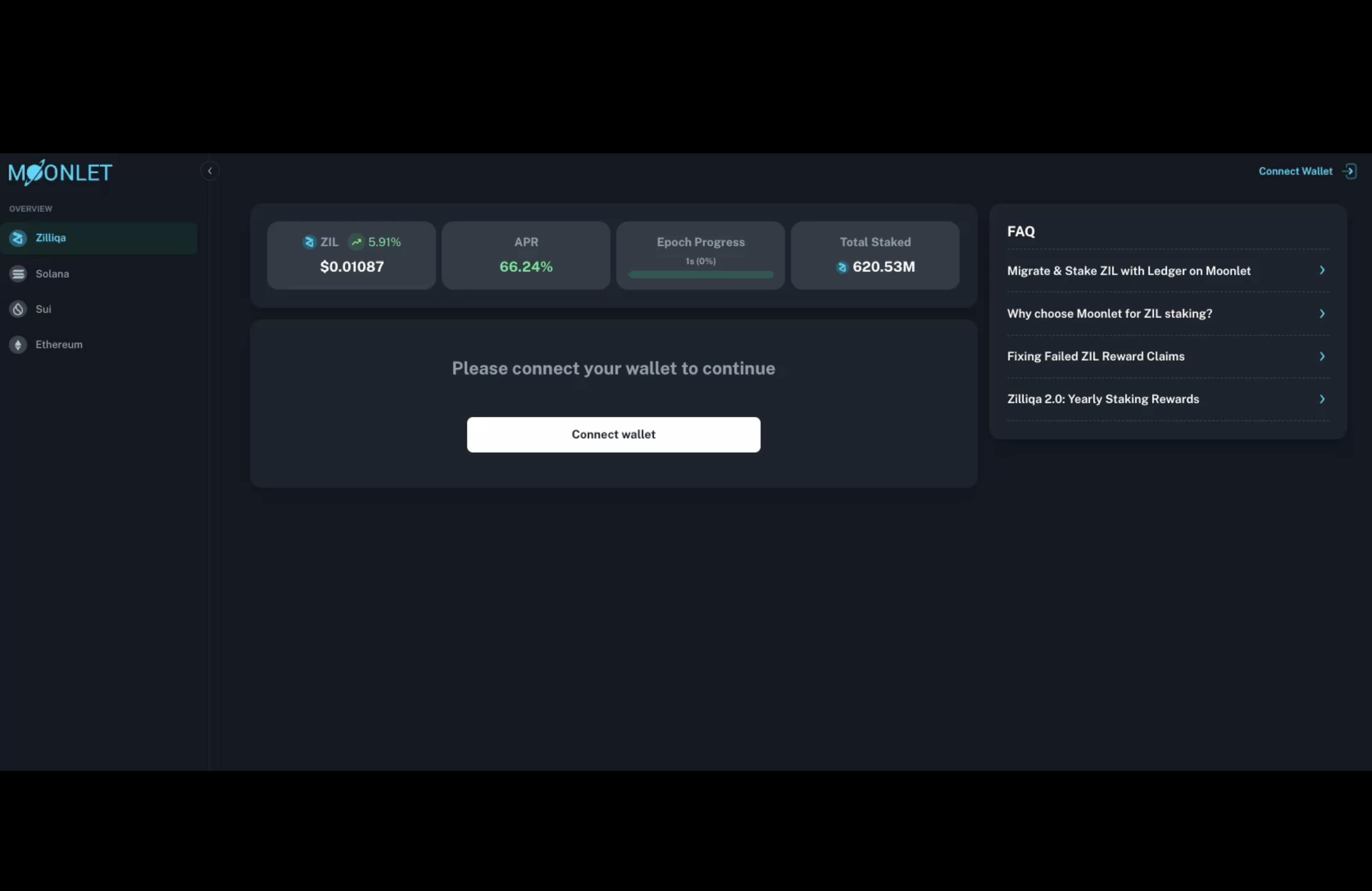 Connect Wallet to Moonlet Dashboard